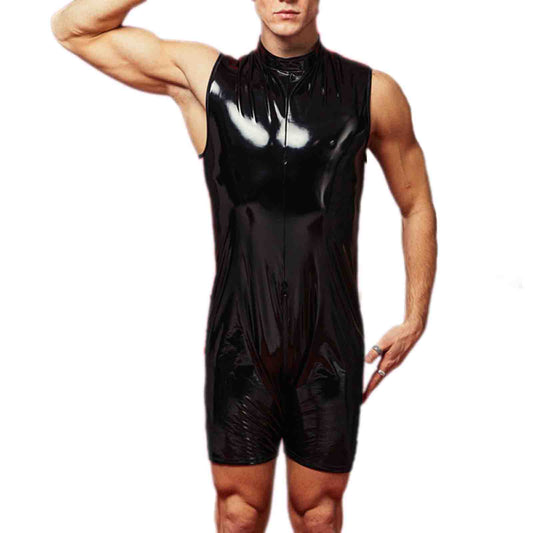 MONNIK | Silhouet Collection: Latex Men's Bodysuit Glossy Black