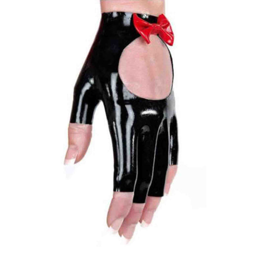 MONNIK Black Latex short Gloves - Front view - MONNIK Silhouet Collection