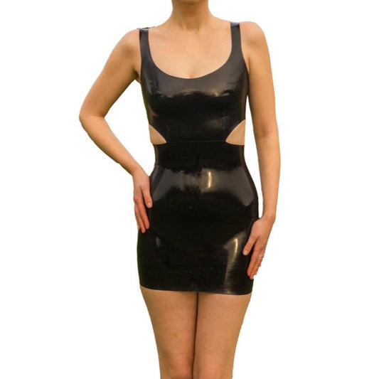 MONNIK | Silhouet Collection: Latex Open Back Mini Dress