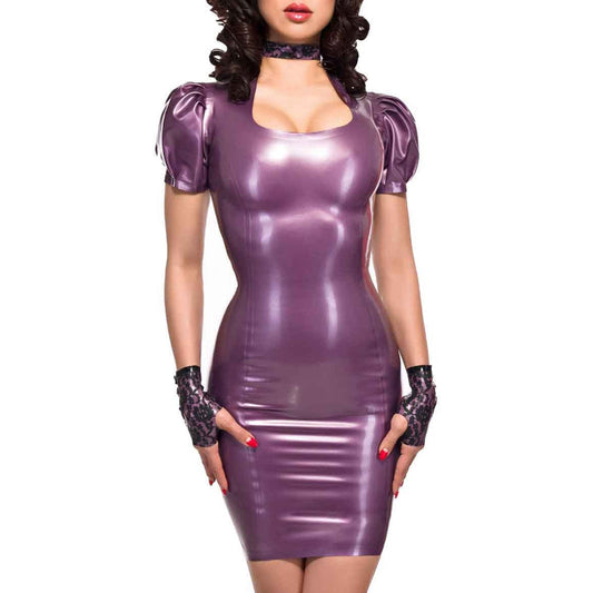 MONNIK | Silhouet Collection: Latex Handmade Mini Dress Tapered