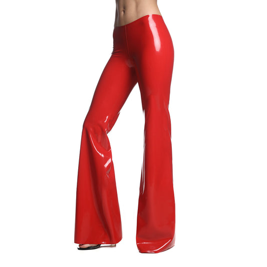MONNIK | Obsidian Series: Latex handmade women's pants with - Front view - MONNIK Obsidian Collection