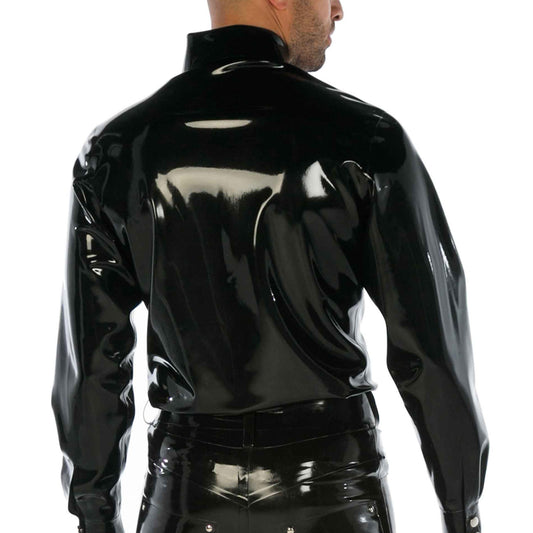 MONNIK | Obsidian Series: Latex Shirt Long Sleeves Classic - Detail view - MONNIK Obsidian Collection