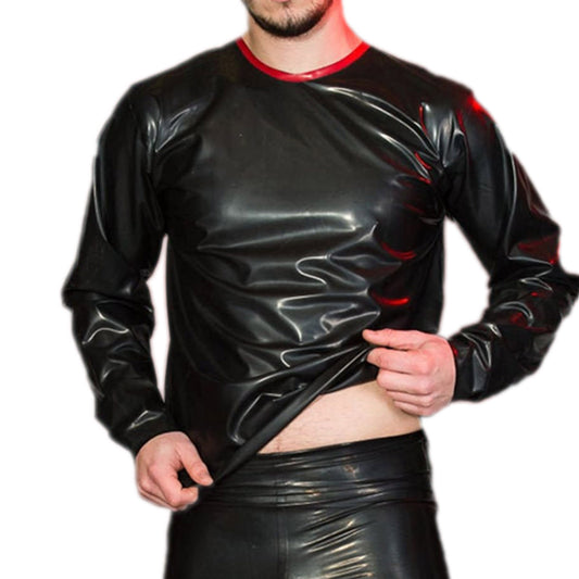 Latex handmade men's Round neck - Detail view - MONNIK Silhouet Collection