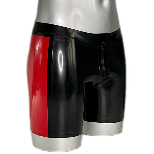 MONNIK | Obsidian Series: MONNIK Latex Back Panel Shorts - Front view - MONNIK Obsidian Collection