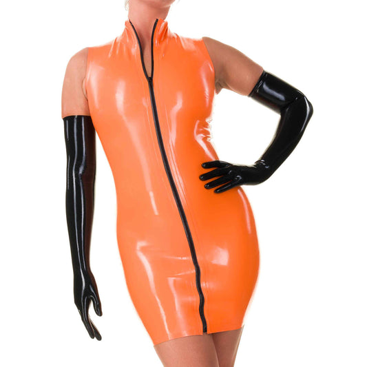 MONNIK | Silhouet Collection: Latex Stylish high neck Mini
