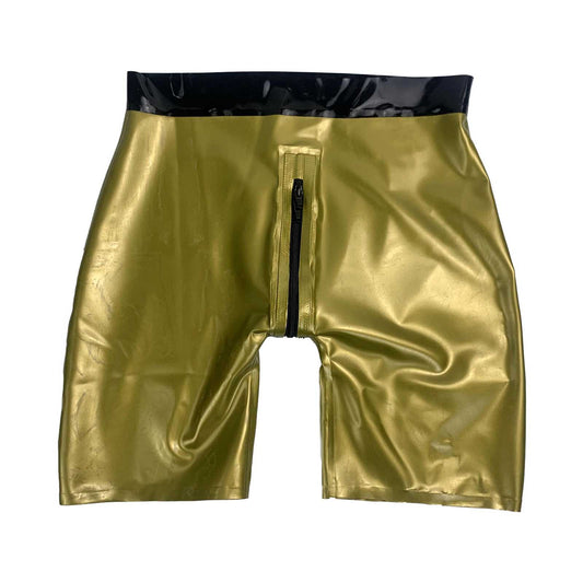 MONNIK Latex Briefs Shorts Metallic Gold Panties Men Boxers Shorts Underwear Catsuit