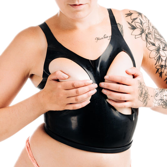 MONNIK | Obsidian Series: MONNIK Latex fashion bustier with - Front view - MONNIK Obsidian Collection