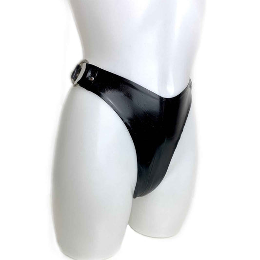 MONNIK Black Latex Panties Ladies Bikini Briefs High Panties for Catsuit Party Club Wear