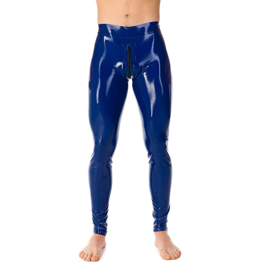 MONNIK | Obsidian Series: Latex Men's Leggings with Two - Front view - MONNIK Obsidian Collection