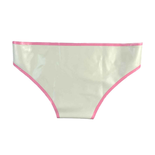 MONNIK Latex Underwear Women Briefs and Low Waist Blue and Pink Trim Thongs for Ladies Catsuit Party wear