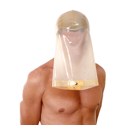 MONNIK Translucent Latex Mask Hood with Spoof Feet Sleeve for Fetish Bodysuit Party Clubwear