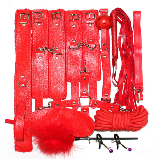 10 pcs bdsm bondage Sex Toys for Couples Exotic Accessories PU BDSM Sex Bondage Set Sexy Handcuffs Whip Rope Sex Products