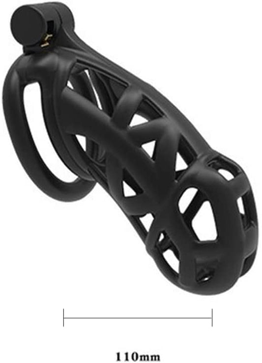 Chastity Device Male Cage Chastity Device Male Beginner Cage with Sunglasses, Prevent Erection Bondage Couple Sex Lock, Chastity Lock (Large Size (L:110mm), Black)