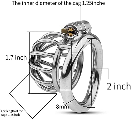 Small Chastity Device Stainless Fantasy for Men Male Chasity Cage Men Adult Chastity Bird Mens Steel BDSM Belt Sunglasses (Size : Ring 45mm)