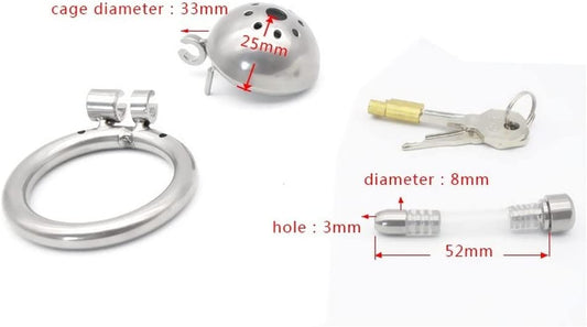 Stainless Steel Chastity Device Male Cage Chastity Device Male Metal Beginner Cage with Sunglasses, Prevent Erection Bondage Couple Sex Lock, Adult Products (Ring 50mm)