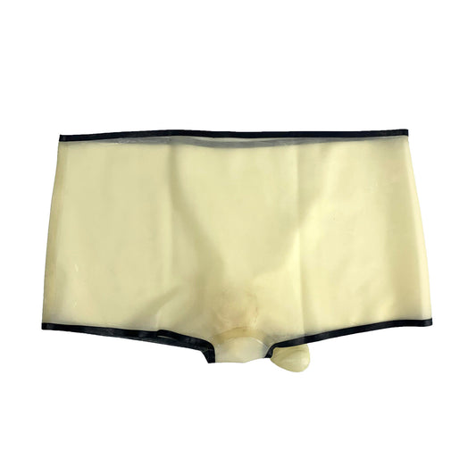 Monnik Sexy Men's Boxers Briefs Latex Transparent Pants Stretch Underwear with Handmade Condom Shorts