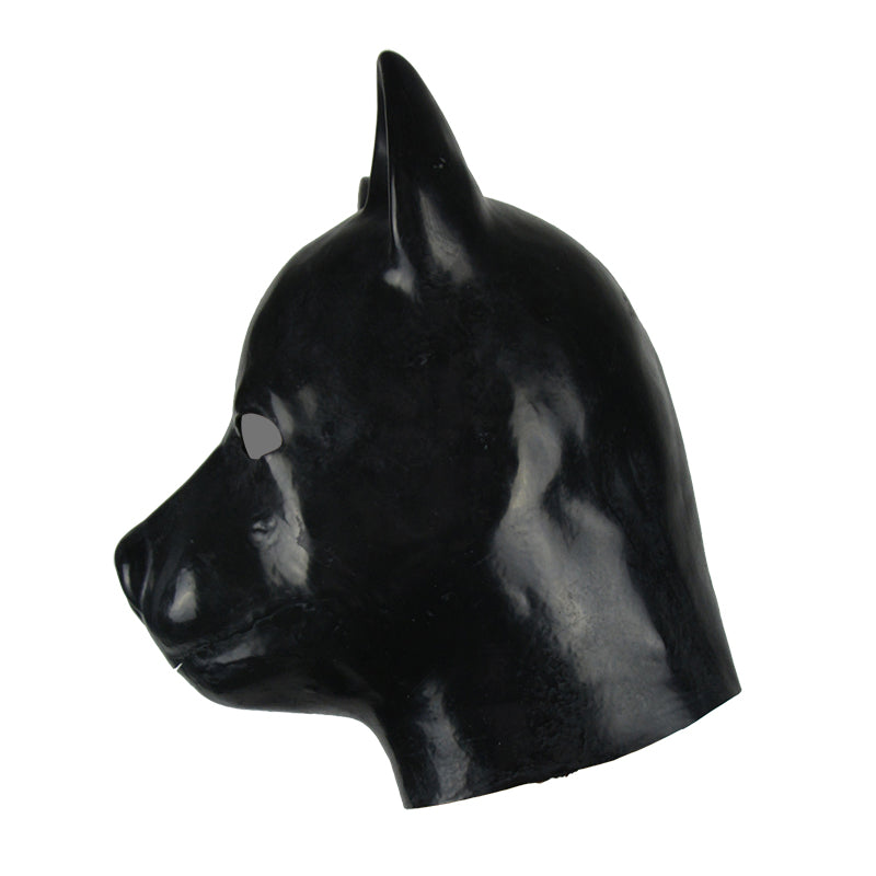 MONNIK 3D Mould Fetish Unisex Latex Dog Mask Rubber Hood with Back Zipper Dog Slave Hood for Bodysuit Cosplay