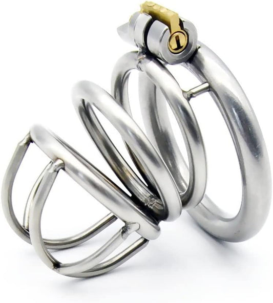 Stainless Steel Chastity Device Male Cage Chastity Device Male Metal Beginner Cage with Sunglasses, Prevent Erection Bondage Couple Sex Lock,Sex Toys (Ring 45mm)