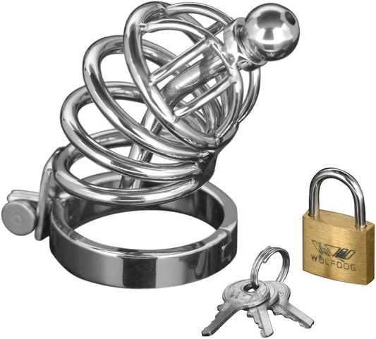 Master Series 4 Ring Stainless Steel Locking Male Chastity Cage