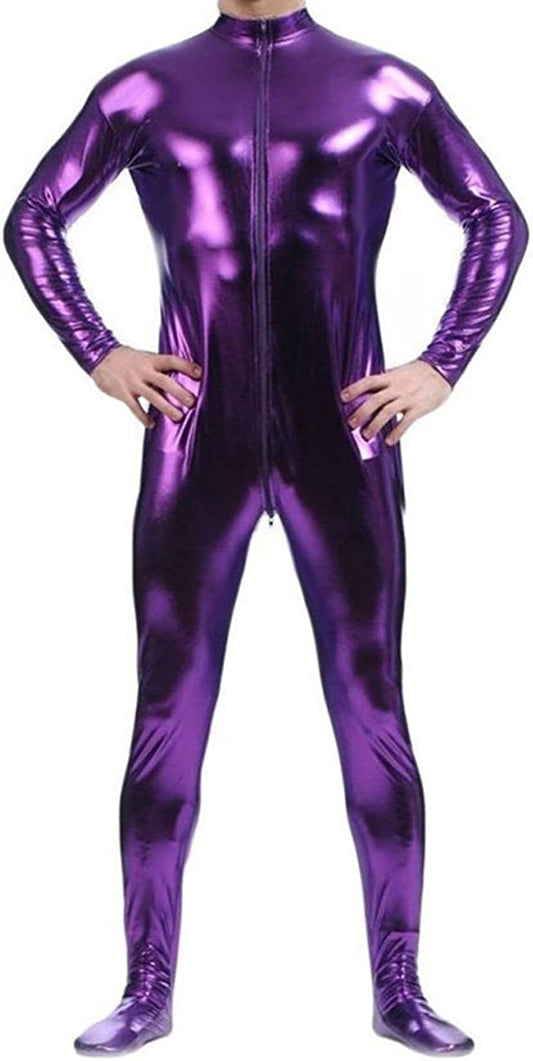 Men's Shiny Metallic Unitard Dancewear Spandex One piece Lycra Fabric