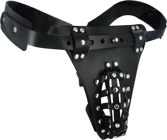Strict Leather The Safety Net Leather Male Chastity Belt with Anal Plug Harness