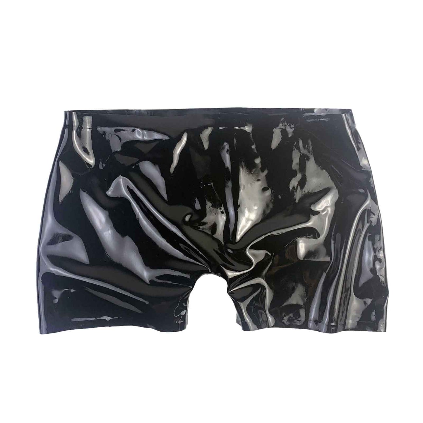 MONNIK Black Latex Underwear Handmade Costumes Pants Tight Trouser Leggings Front Zipper Shorts Briefs for Party Bodysuit