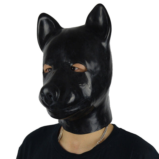 MONNIK 3D Mould Fetish Unisex Latex Dog Mask Rubber Hood with Back Zipper Dog Slave Hood for Bodysuit Cosplay