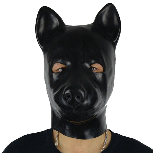 MONNIK 3D Mould Fetish Unisex Latex Dog Mask Rubber Hood with Back Zipper Dog Slave Hood for Bodysuit Cosplay
