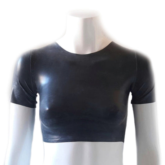 MONNIK | Obsidian Series: Latex Handmade crop T-shirt For - Front view - MONNIK Obsidian Collection