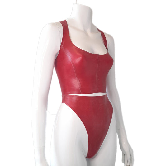 MONNIK | Obsidian Series: Latex Handmade Two Piece, Corset - Detail view - MONNIK Obsidian Collection