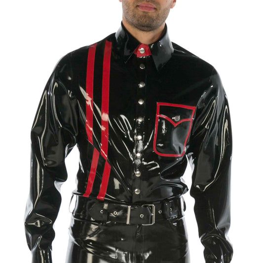 MONNIK | Obsidian Series: Latex Shirt Long Sleeves Classic - Front view - MONNIK Obsidian Collection