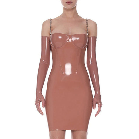 Latex Handmade sleeveless long skirt - Front view - MONNIK Silhouet Collection