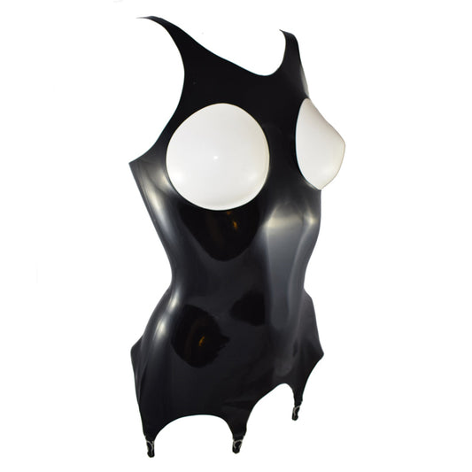 MONNIK | Obsidian Series: Latex Corset 4 suspenders Corset - Detail view - MONNIK Obsidian Collection