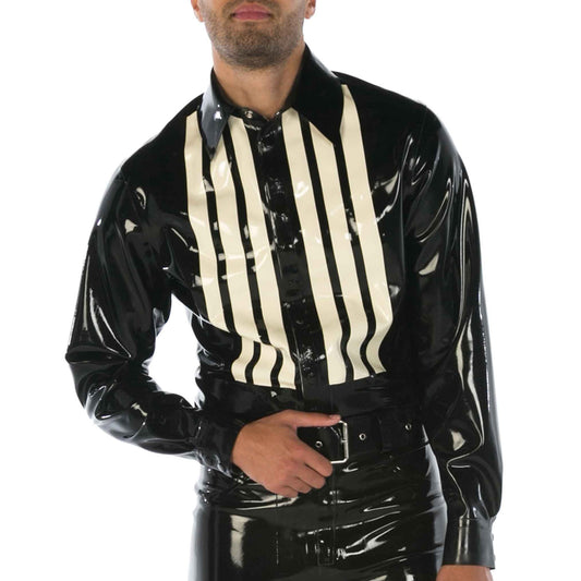 MONNIK | Obsidian Series: Latex Tuxedo Classic Shirt Long - Front view - MONNIK Obsidian Collection