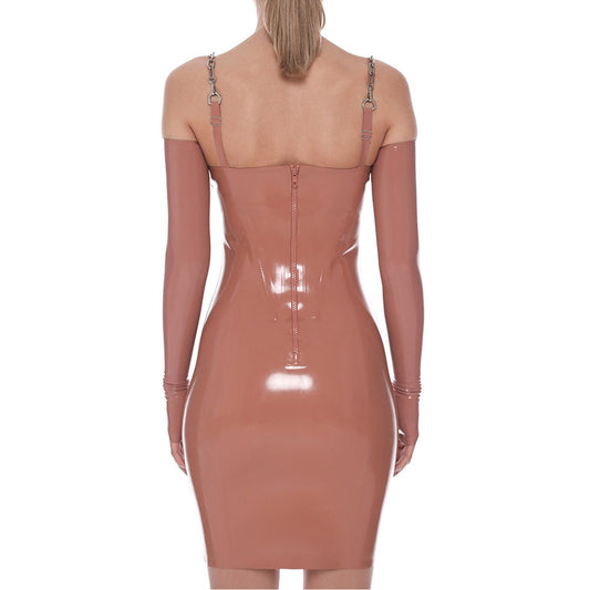 Latex Handmade sleeveless long skirt - Detail view - MONNIK Silhouet Collection