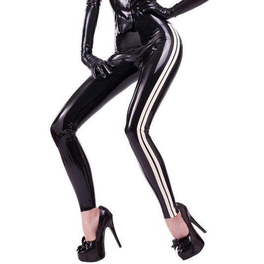 MONNIK | Obsidian Series: Latex Handmade Leggings With a - Front view - MONNIK Obsidian Collection
