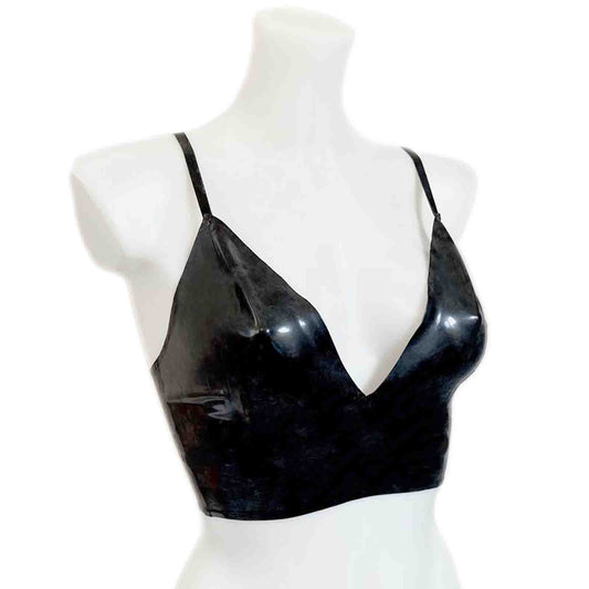 MONNIK | Obsidian Series: MONNIK Black Latex Sweetheart Bra/High - Detail view - MONNIK Obsidian Collection