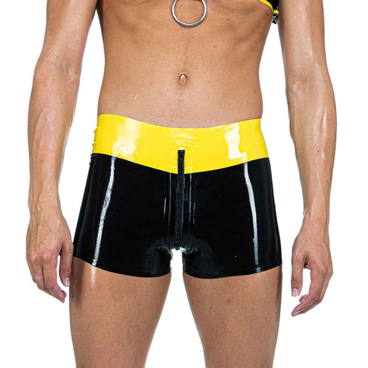MONNIK | Obsidian Series: MONNIK Latex Handmade Boxer Shorts - Front view - MONNIK Obsidian Collection