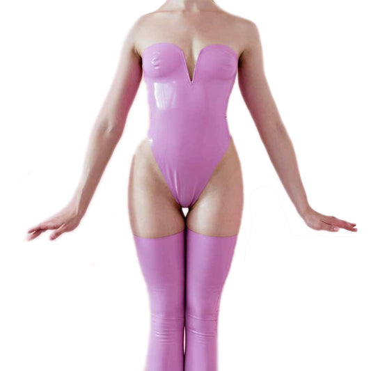 MONNIK | Silhouet Collection: Latex Pink Zipper Bodysuit Erotic