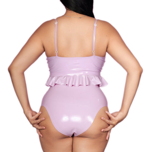 MONNIK | Obsidian Series: Latex Handmade Ruffle Set Adjustable - Detail view - MONNIK Obsidian Collection