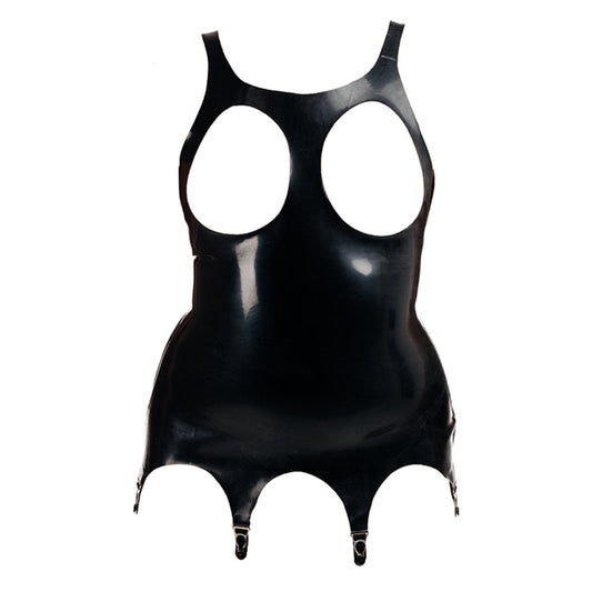 MONNIK | Obsidian Series: Latex Corset 4 suspenders Corset - Front view - MONNIK Obsidian Collection