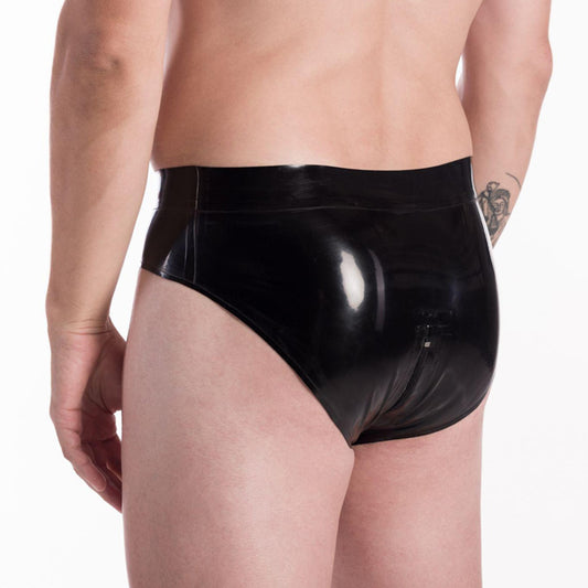 MONNIK | Obsidian Series: Latex Handmade briefs Shorts Black - Detail view - MONNIK Obsidian Collection