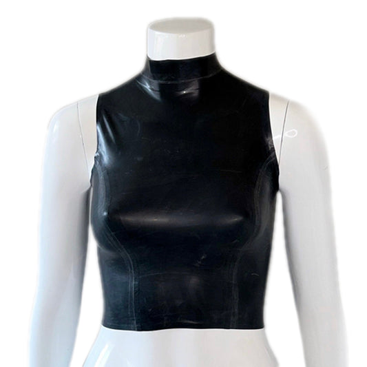 MONNIK | Obsidian Series: MONNIK Latex High Neck Tank - Detail view - MONNIK Obsidian Collection