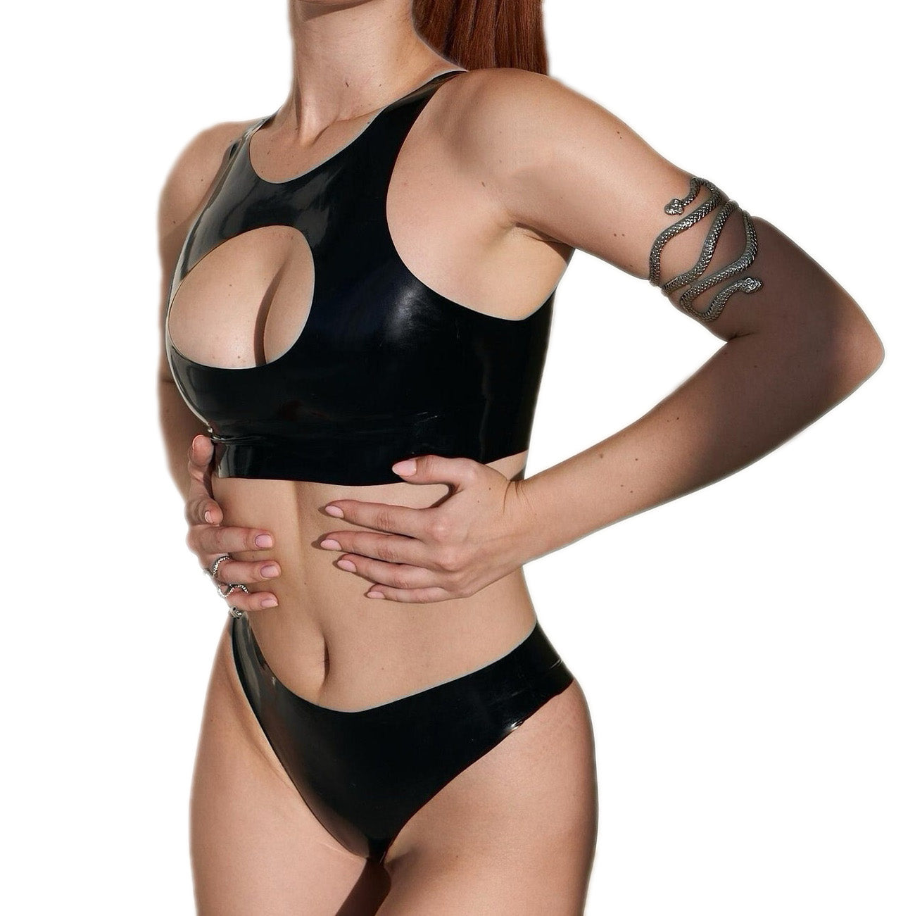 Latex Handmade Full Black Set Top Panties Lingerie Female Costume For Cosplay Party Wear Fetish BDSM