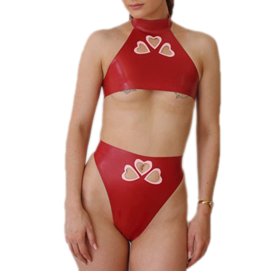 MONNIK | Obsidian Series: Latex Handmade Triple Heart Set - Front view - MONNIK Obsidian Collection