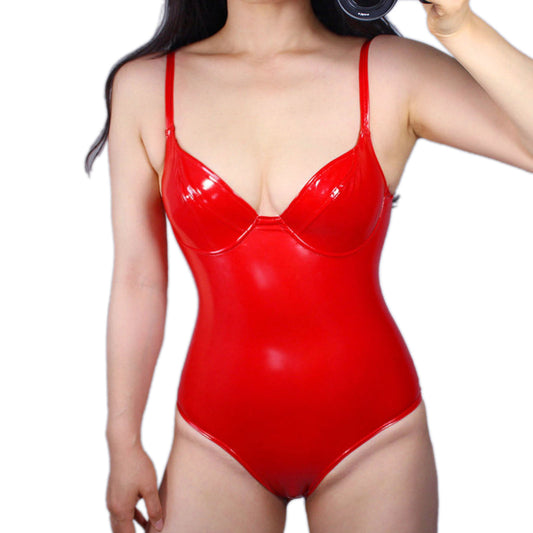 MONNIK | Silhouet Collection: Latex Hot Red Bodysuits Corset