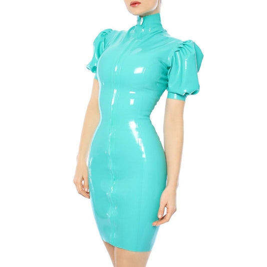 MONNIK | Silhouet Collection: Latex Handmade Dress Tapered puff