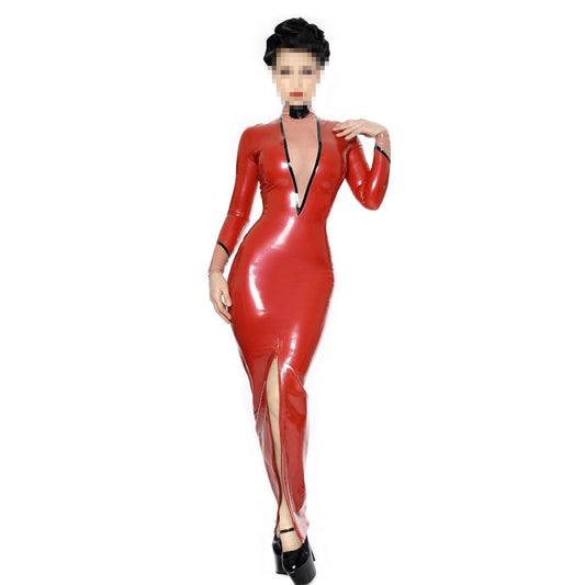 MONNIK | Silhouet Collection: Latex Handmade high-necked Dress a