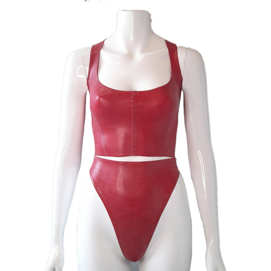 MONNIK | Obsidian Series: Latex Handmade Two Piece, Corset - Front view - MONNIK Obsidian Collection