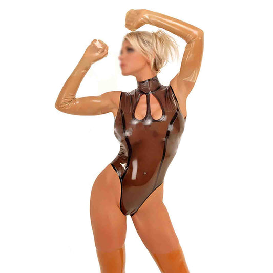 MONNIK | Silhouet Collection: MONNIK Transparent&coffee Latex suit Tight